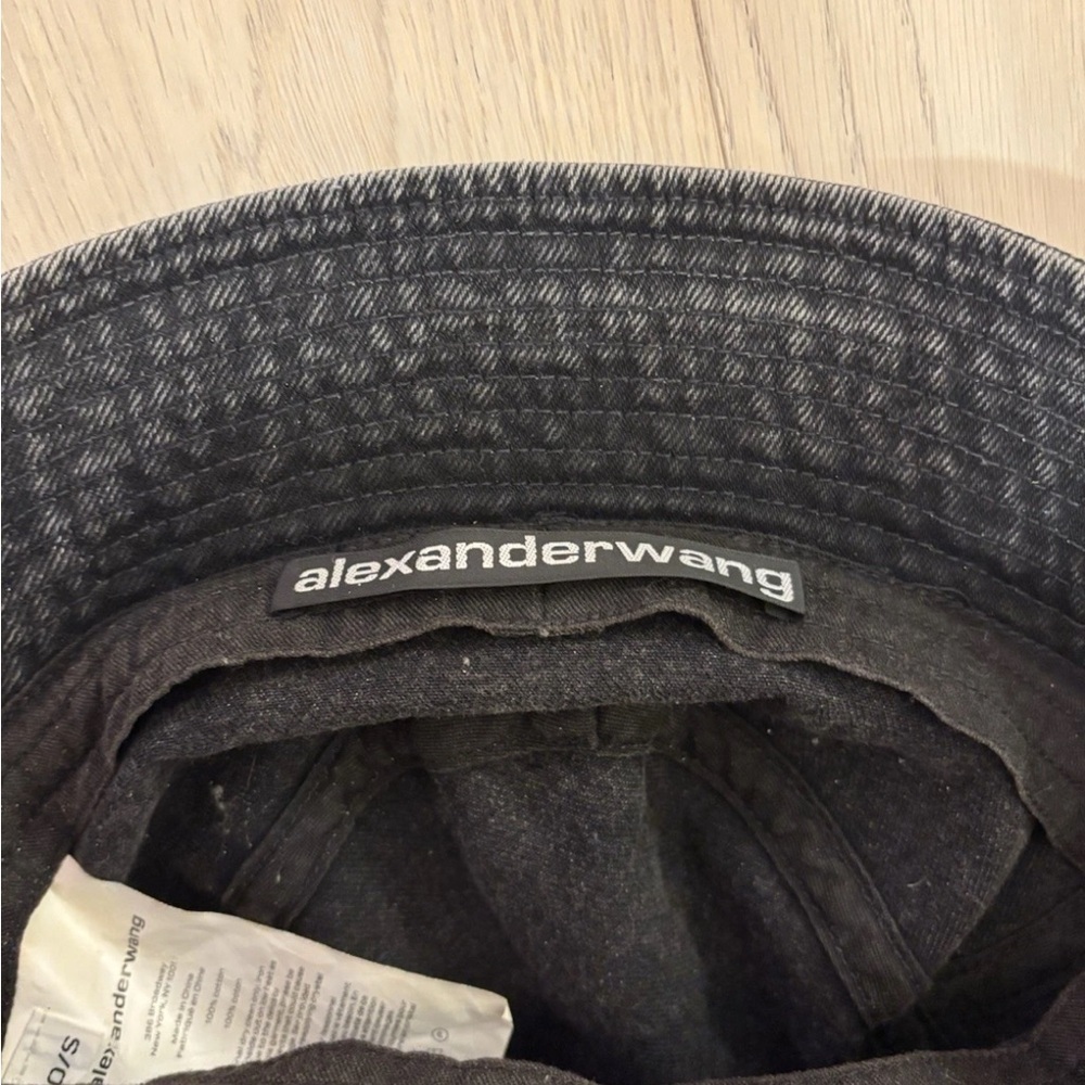 ALEXANDER WANG Denim Bucket Hat With Crystal Logo - Picture 4 of 6